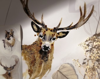 Print affiche poster A3 - Martinefa's painting "DEER" - 29,7 x 42 cm - Home decoration