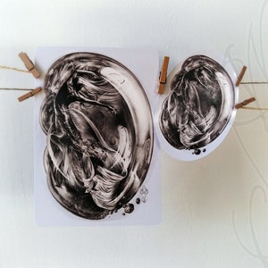 Duo de cartes postales assorties d'un dessin de Martinefa "SIRÈNE"
