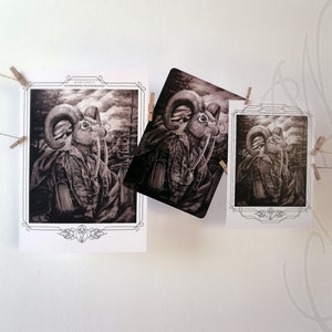 Ensemble de trois tirages papier d'un dessin de Martinefa "ZOOMORPHE PALÉOGRAPHE" - Décoration de la maison
