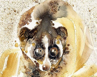 Martinefa's Original Aquarell und Tusche Paresseux ""Loris"""