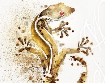 Martinefa's Original watercolor and Ink  "Gekko"
