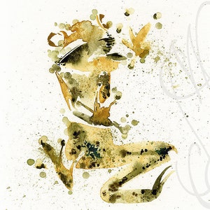 Acquerello e inchiostro originali di Martinefa, presentati in cornice personalizzata a mano - Rana "Grenouille"