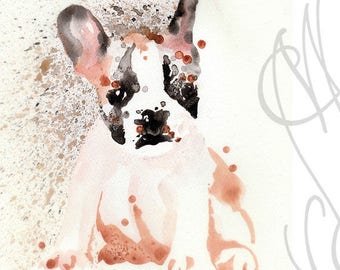 Perro "Chiot" (Cachorro) original de Martinefa en acuarela y tinta