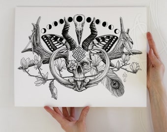 Martinefa's original drawing "RENATUS" (From Latin: “to be reborn”) - Big size - French artist