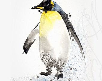 Martinefa's Original watercolor and Ink "Penguin"