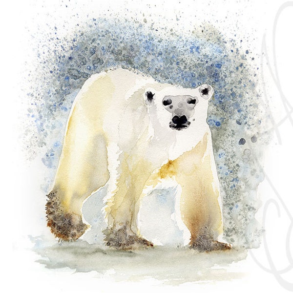 Aquarelle originale de Martinefa - "Polar Bear"