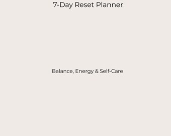 7 Day Reset Planner, Self Care Routine, Mental Health Printable, Calm Mind, Stress Relief