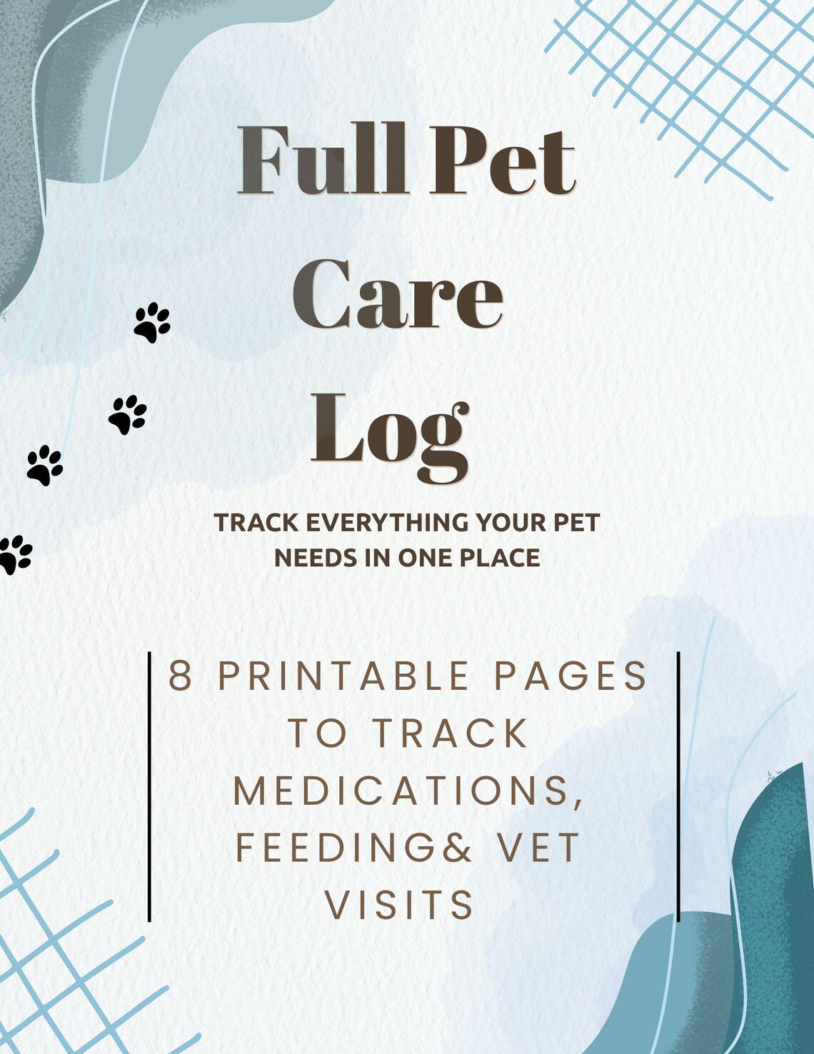 Pet Care Tracker Digital Download Printable Pet Log Vaccines Feeding ...