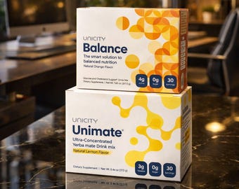 Lot de yerba mate Unicity Balance et Unimate aux saveurs d'orange et de citron