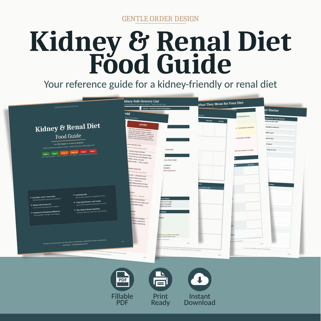 Kidney & Renal Diet Food Guide Printable | Renal Diet Food List | Low ...