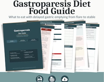 Gastroparesis Diet Guide Printable | Low Fat Low Fiber Food List & Tracker | Fillable PDF | Gentle Order Design