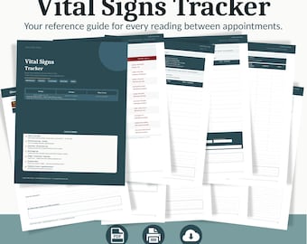 Vital Signs Tracker Printable | Blood Pressure Log and Symptom Tracker | Fillable PDF | Gentle Order Design