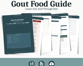 Foods to Avoid Gout Printable | Gout Food List & Meal Plan | Kidney Stone Diet | Fillable PDF | Gentle Order Design