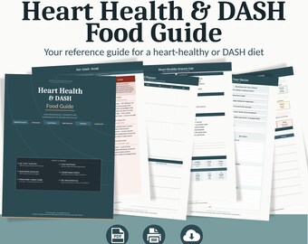 Heart Health & DASH Food Guide | Cardiac Diet Printable | Low Sodium Diet | Gentle Order Design