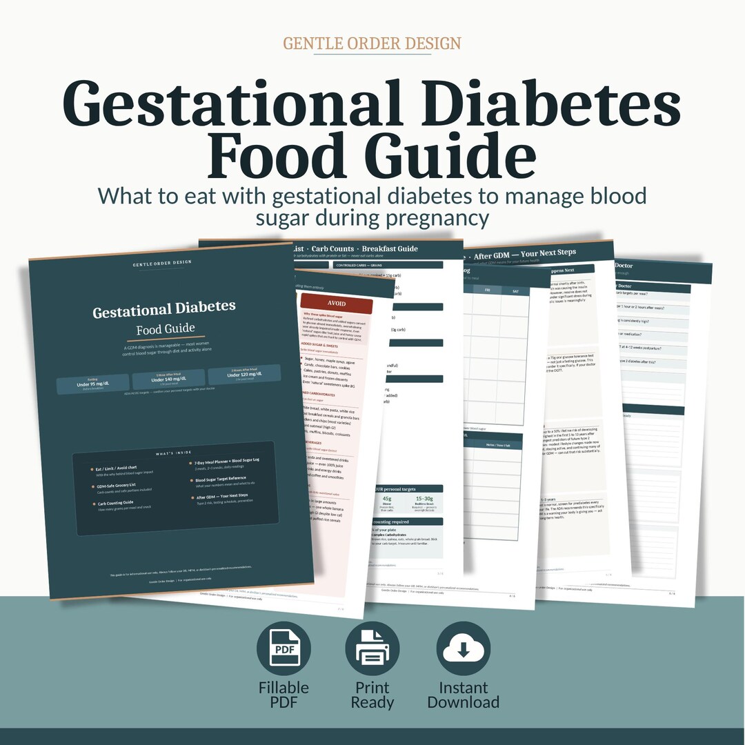 Gestational Diabetes Printable | Diabetic Meal Plan | Fillable PDF ...