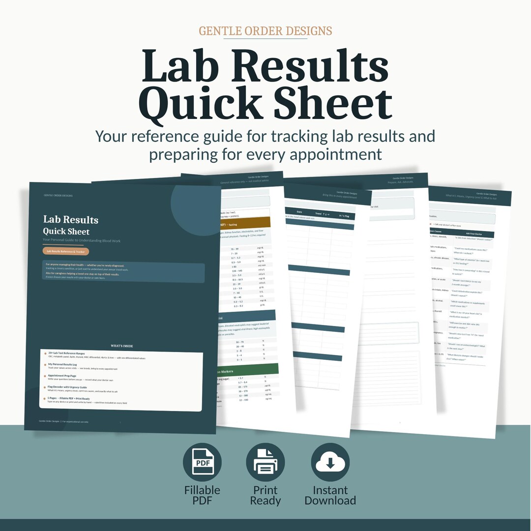 Run Sample Lab Quick Lab Results Quick Sheet Printable | Blood Work Tracker | Fillable PDF ...