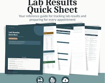 Lab Results Quick Sheet Printable | Blood Work Tracker | Fillable PDF Instant Download | Gentle Order Designs