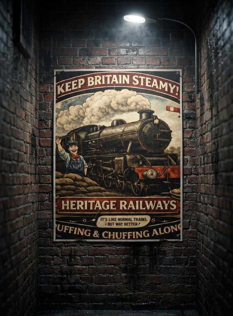 Heritage Steam Train Wall Art Poster | Vintage Locomotive Driver Print ...