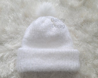 Plush Cozy Knit Beanie with Faux Fur Pom Pom