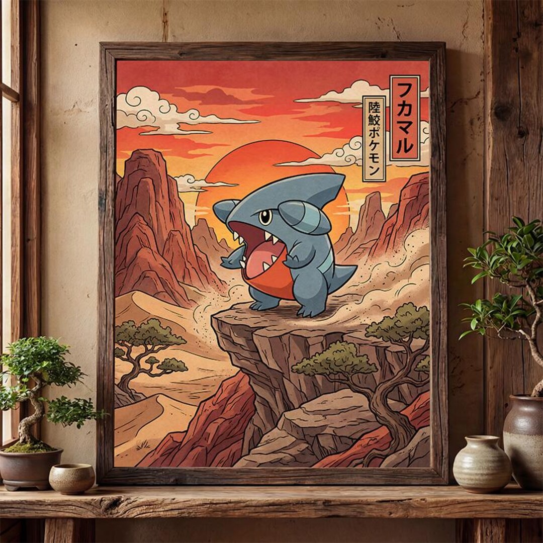 Gible Fan Art Poster – Pokemon Inspired Wall Art Print Decor (digital ...