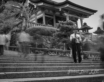 京都清水寺の写真、モノクロ写真（デジタルダウンロード）