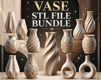 Vase STL files |Decorative Vase STL Bundle for 3D Printing Home Decore