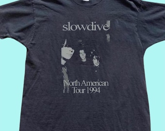 Camiseta da turnê norte-americana de 1994 do Slowdive, rock alternativo dos anos 90, unissex, em algodão.