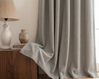 100% Blackout Lined Linen Curtains, Extra Wide Custom Size Drapery for Bedroom & Living Room, Farmhouse Window Panels, 5 Hanging Styles