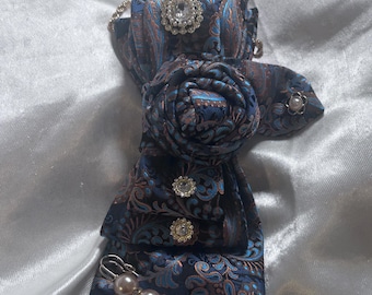 Blue Paisley Rose Knot Fashion Tie