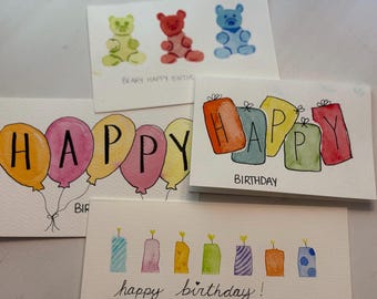 Set di biglietti d'auguri assortiti con acquerelli