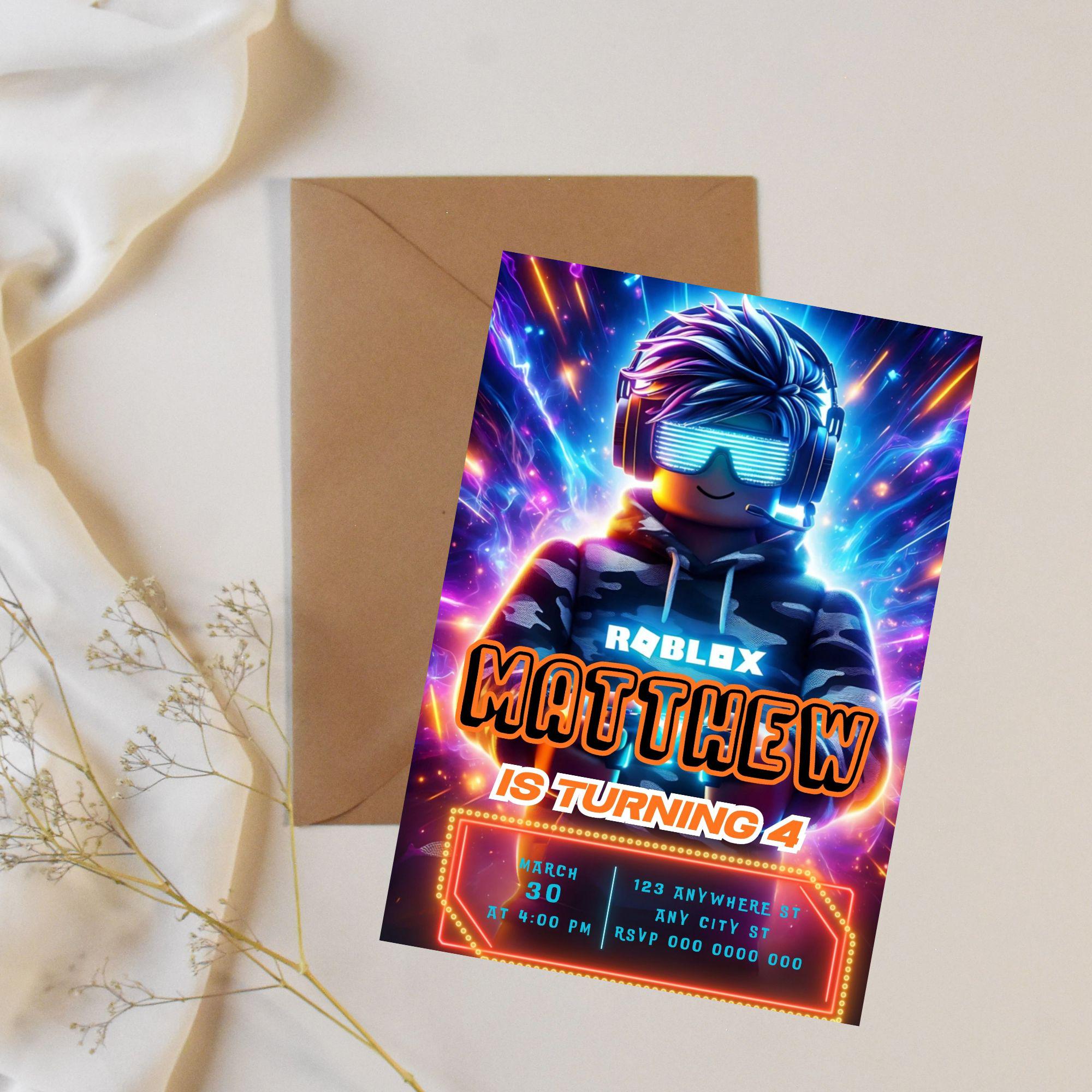 Editable and Printable Roblox Birthday Party Invitation Template (5x7 ...