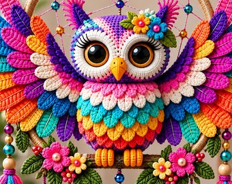 Rainbow Owl Dreamcatcher Crochet Pattern (PDF), Boho  Amigurumi Pattern,Instant Download