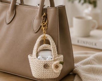 Crochet Mini Tote AirPods Pouch Charm, Beginner Pattern (PDF Download)