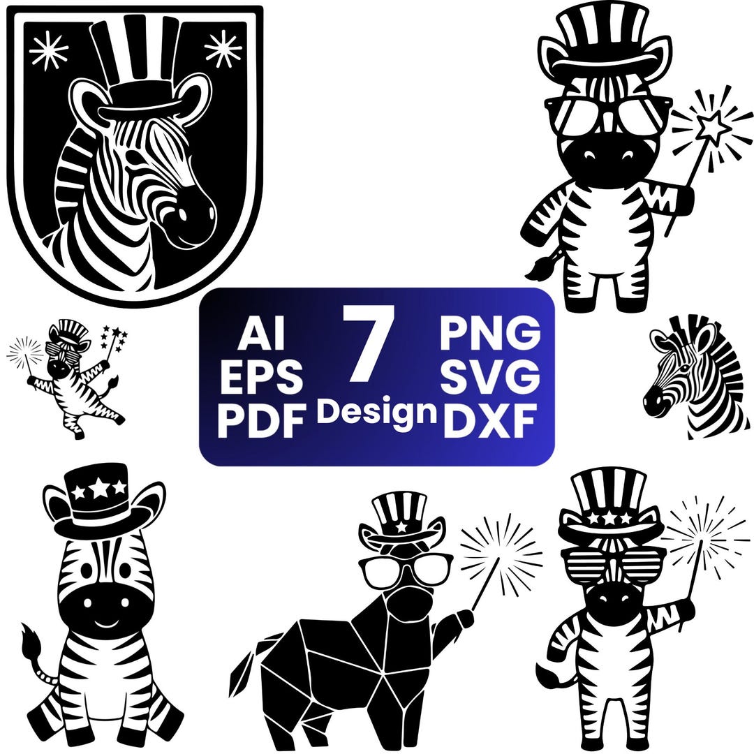Zebra SVG Bundle, Patriotic Animal Svg, 4th of July SVG PNG ...