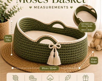 Crochet Moses Basket Pattern PDF, Baby Bassinet Crochet Pattern,Digital Download, Nursery Basket Pattern