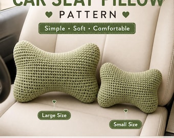 Crochet Car Seat Pillow Pattern, Bone Neck Cushion PDF, 2 Sizes