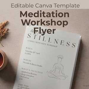 Meditation Workshop Flyer Template | Editable Canva Wellness Event Poster