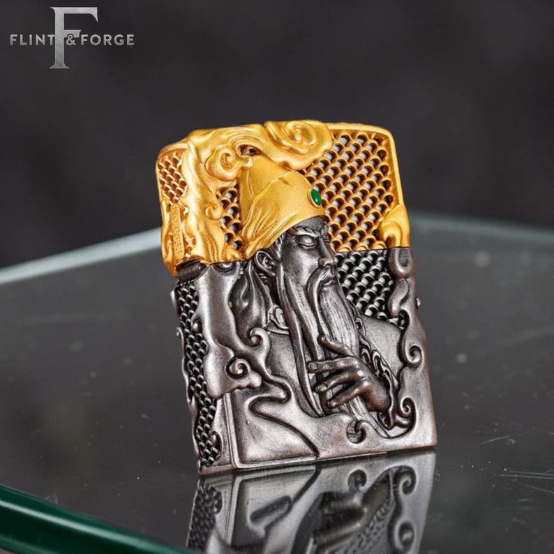 Ancient Warrior Art Zippo Lighter, Chinese Sage Engraved Zippo, Glowing Symbol Collectible Gift for Him, Birthday Gift, Mens Gift image 6