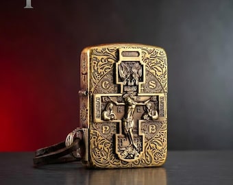 Antique Cross Zippo Lighter Vintage Religious Art Design Bronze Finish Collectible Zippo Gift Spiritual Inspired Pocket Lighter