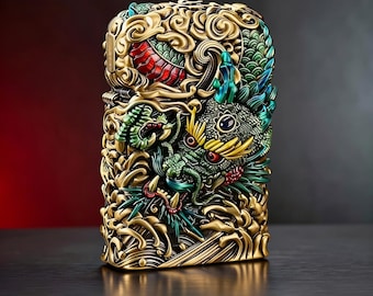 Unique Dragon Art Lighter Gift for Him, Detailed Asian Style Zippo, Collectible Display Piece, Men's Accessories, Birthday Gift Idea