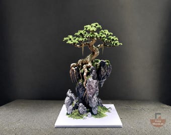 Aquarium Bonsai Treibholz | Naturstein-Baum-Skulptur | Aquascape Dekor | Handgefertigtes Vietnam Unikat