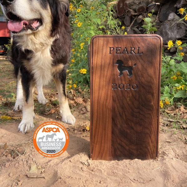 Walnut Pet Grave Marker | Engraved Custom Carved Wood Memorial Garden Stake | Classic Old School Headstone | Old West Tombstone