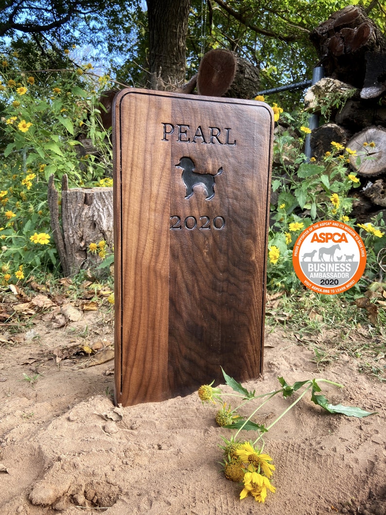 Walnut Pet Grave Marker Engraved Custom Carved Wood Memorial Etsy
