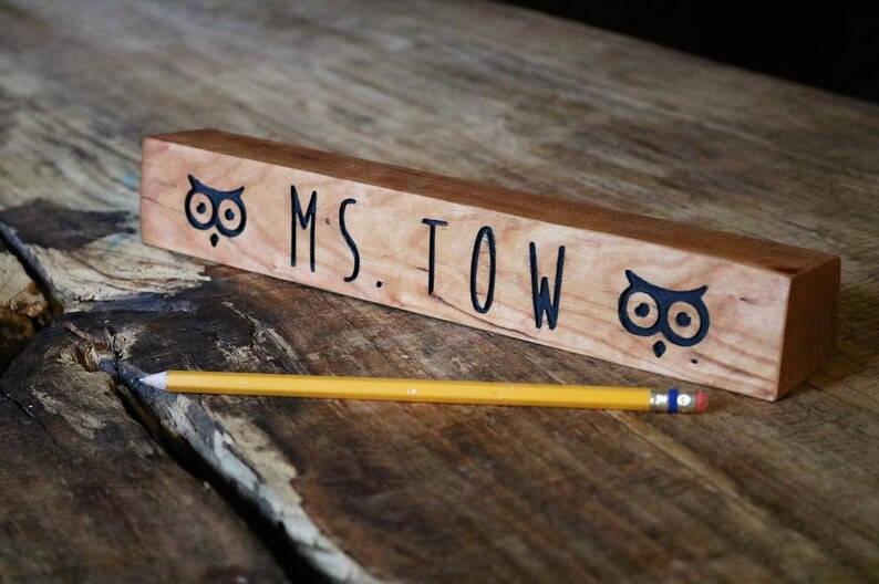 Teacher S Desk Name Plate Plaque Carved Engraved Wood Great Gift For Be The Pet Fine Hardwood Not Pine
