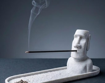 Moai stone incense holder