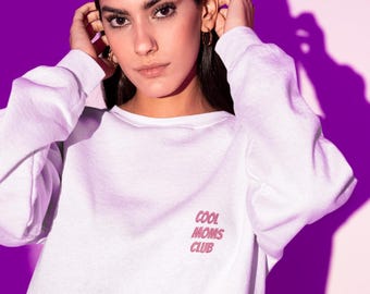 Sudadera de cuello redondo bordada del Club de Mamás / Ropa cómoda para mamás