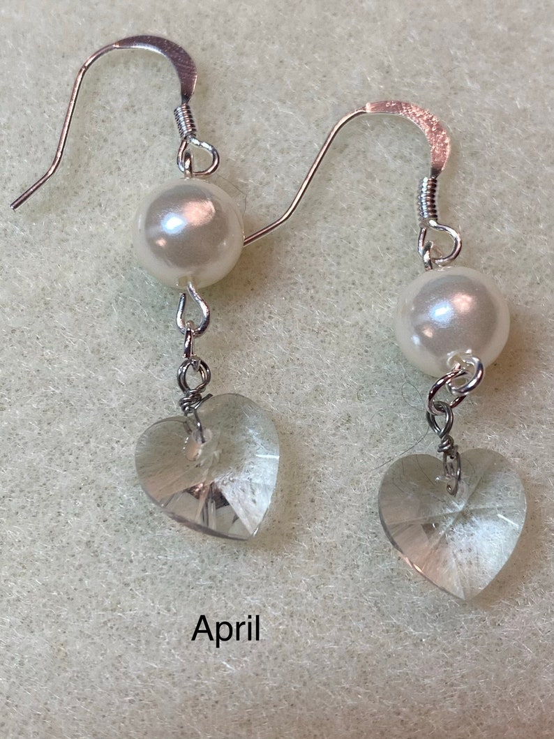 Crystal Heart Pearl Earrings