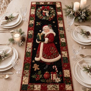 Mrs. Claus Table Runner, Quilted Christmas Decor