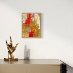 Cinder Cone, Art Original modern abstract painting in red, white, and yellow ochre wall art