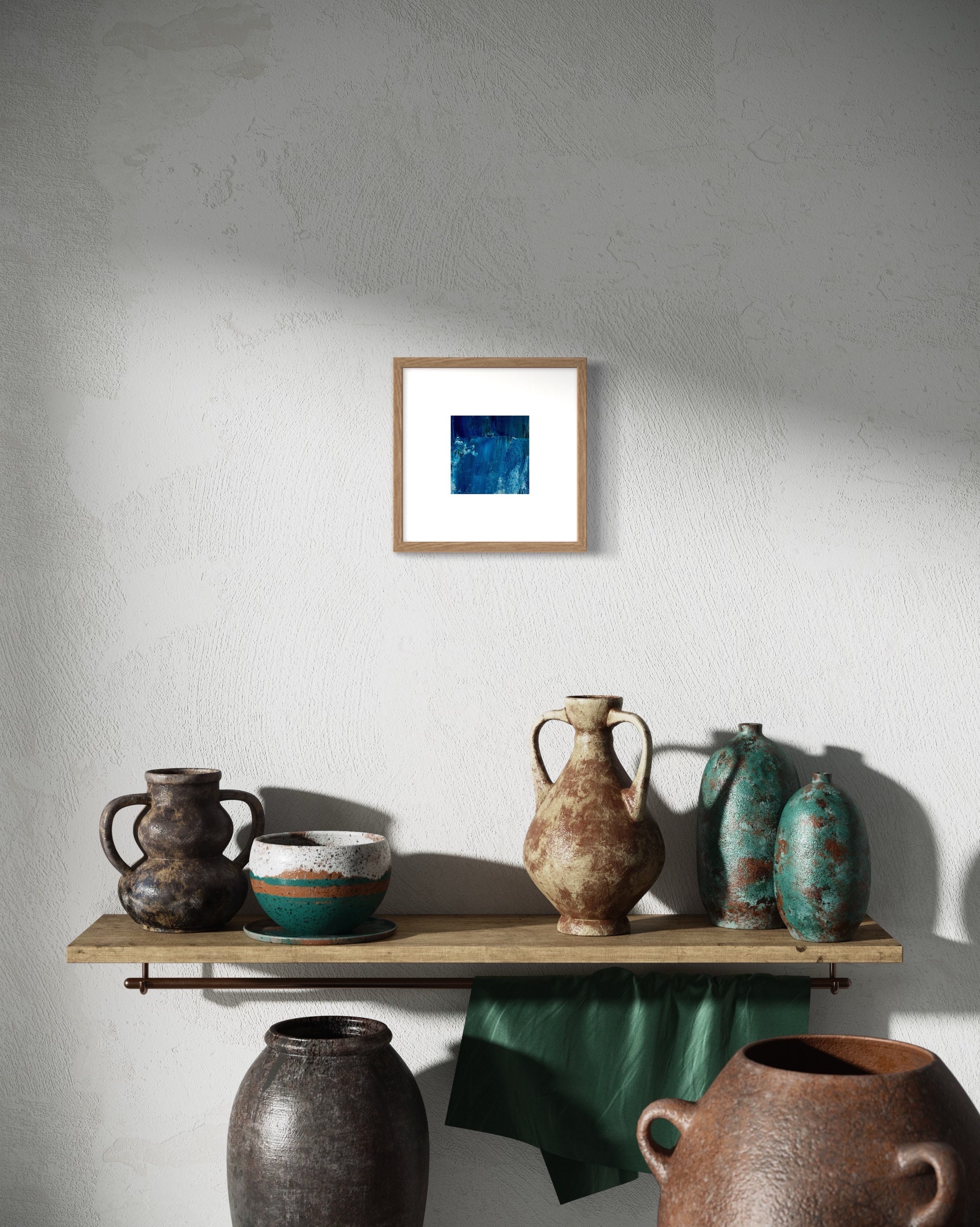 Midnight by the Ocean, Original Prussian Blue and White Oil Abstract ...